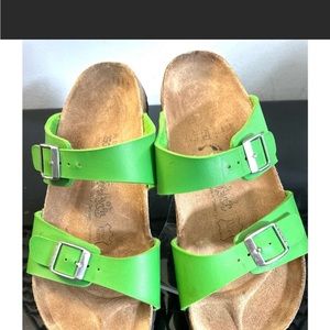 Birki’s Birkenstock Tahiti Double Strap Sandal-Bright Green Womans Size 8